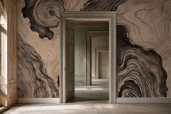 Tapet Un model abstract cu un design liniar care imită fibrele lemnului, Fototapet Abstract, w05729 : Uwalls.ro