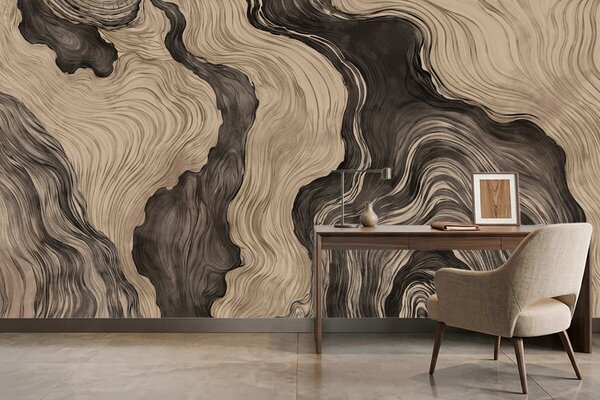 Tapet Un model abstract cu un design liniar care imită fibrele lemnului, Fototapet Abstract, w05729 : Uwalls.ro