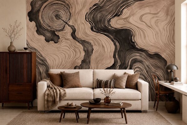 Tapet Un model abstract cu un design liniar care imită fibrele lemnului, Fototapet Abstract, w05729 : Uwalls.ro
