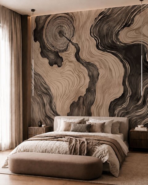 Tapet Un model abstract cu un design liniar care imită fibrele lemnului, Fototapet Abstract, w05729 : Uwalls.ro