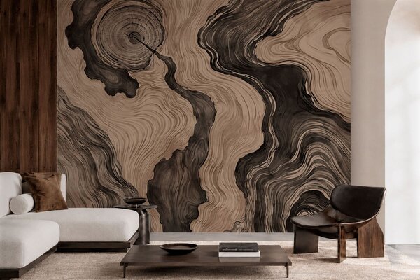 Tapet Un model abstract cu un design liniar care imită fibrele lemnului, Fototapet Abstract, w05729 : Uwalls.ro