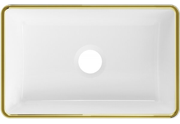 Mexen Nadia, chiuveta blat 365x235x120 mm, margine alb-aurie, 21613605