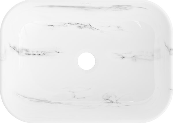 Mexen Rita, chiuveta blat 455x325x135 mm, imitatie piatra alb-alb, 21084582