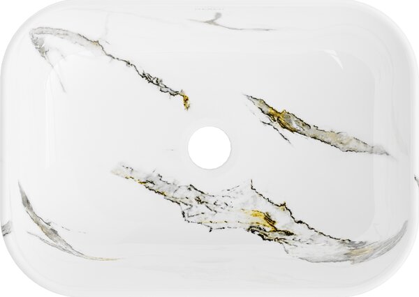 Mexen Rita, chiuveta blat 455x325x135 mm, imitatie piatra alb-alb, 21084581