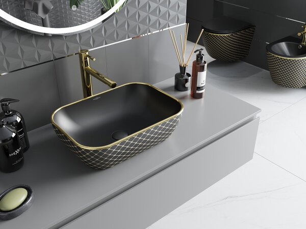 Mexen Rita, chiuveta blat 45x32x14 cm, model negru mat-auriu, 21084579