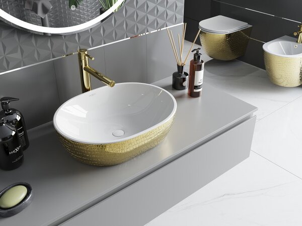 Mexen Viki, chiuveta blat 48x35x14 cm, model alb-auriu, 21054808