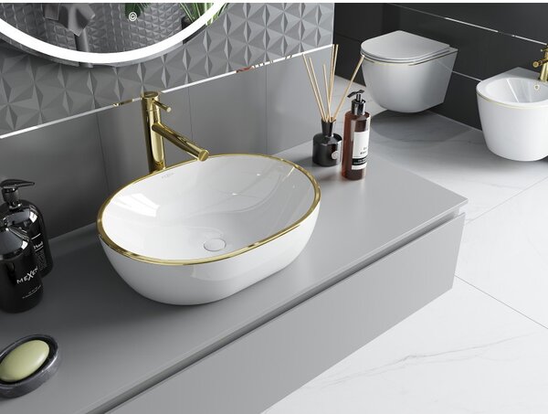 Mexen Viki, chiuveta blat 48x35x14 cm, model alb-auriu, 21054805