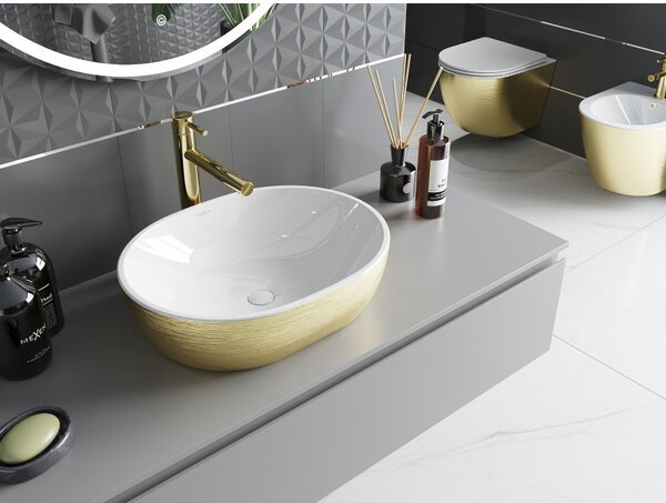 Mexen Viki, chiuveta blat 48x35x14 cm, model alb-auriu, 21054817