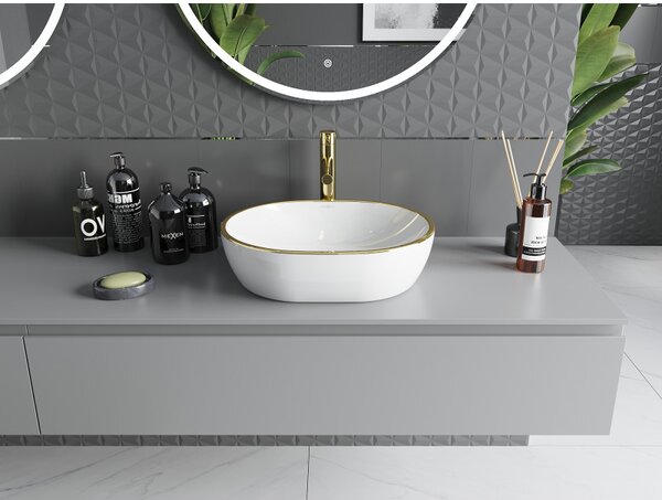Mexen Viki, chiuveta blat 48x35x14 cm, model alb-auriu, 21054805