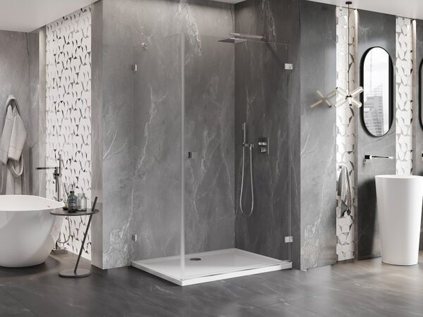 Mexen Lunar-B, cabină de duș cu balamale pe dreapta 90 x 70 cm, sticlă transparentă de 8 mm, profil cromat, 832-090-070-01-00-P