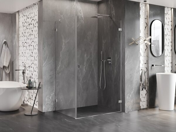 Mexen Lunar-B, cabină de duș cu balamale pe dreapta 90 x 70 cm, sticlă transparentă de 8 mm, profil cromat, 832-090-070-01-00-P