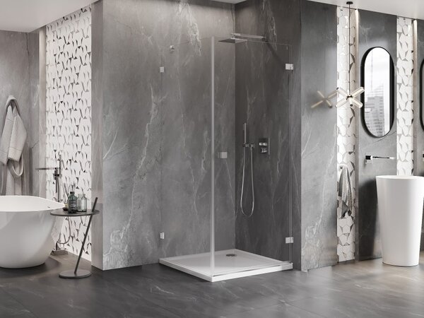 Mexen Lunar-B, cabină de duș cu balamale pe dreapta 70 x 70 cm, sticlă transparentă de 8 mm, profil cromat, 832-070-070-01-00-P