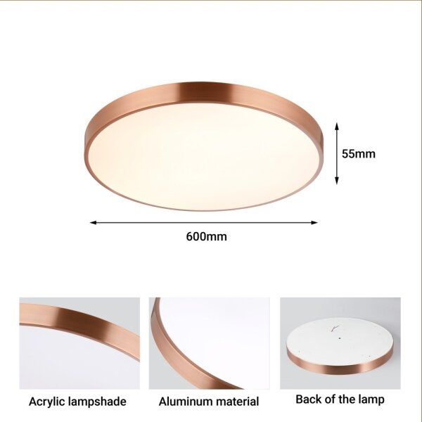 Immax NEO 07322L-LED Lampă LED de tavan dimabilă NEO LITE SEMPLICI 60W/230V, diam. 60 cm, cupru, cu telecomandă