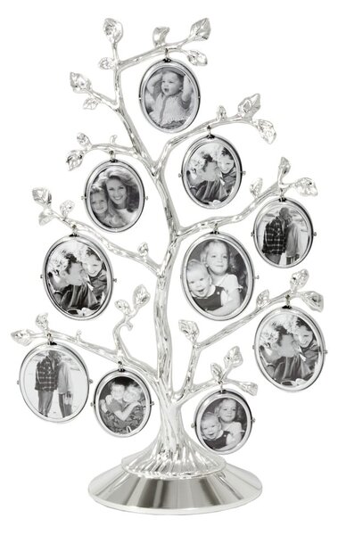Ramă foto argintie de sine stătătoare din metal 27x18 cm Family Tree – Zilverstad