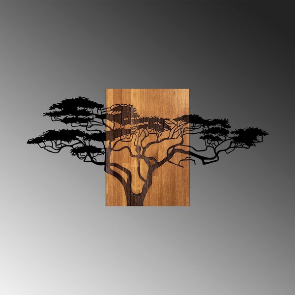 Decoratiune de perete lemn Acacia Tree - 329, Negru, 70x144 cm