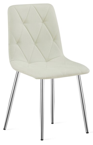 Scaun Bucatarie/Dining Fido ,Picioare Cromate, Textil Bej