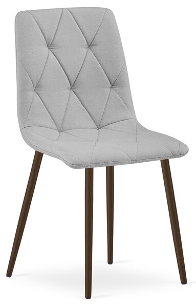 Scaun Bucatarie/Dining Fido Picioare Finisaj Lemn Culoare Nuc, Textil Gri Deschis