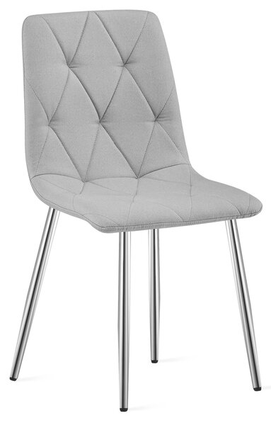 Scaun Bucatarie/Dining Fido ,Picioare Cromate, Textil Gri Deschis