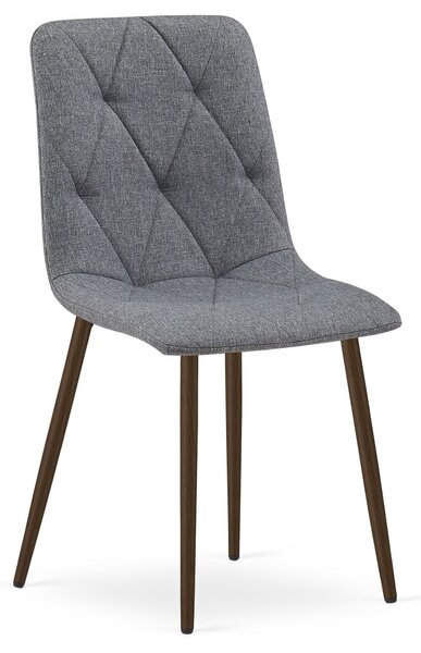 Scaun Bucatarie/Dining Fido Picioare Finisaj Lemn Culoare Nuc, Textil Gri