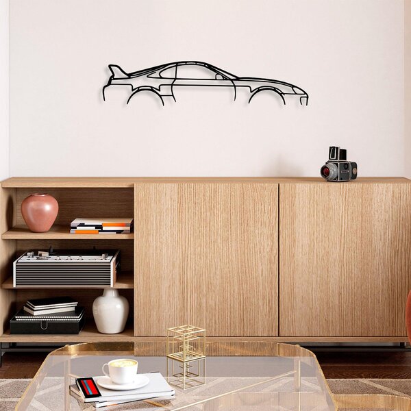 Decoratiune de perete Metal Toyota Supra Silhouette, Negru, 15x70 cm