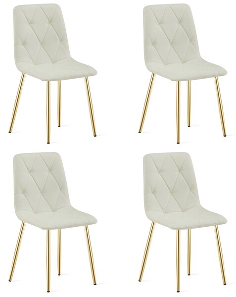 Set 4 Scaune Bucatarie/Dining Fido, Picioare Aurii,Textil Bej