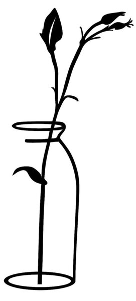 Decoratiune de perete Metal Flower In The Vase, Negru, 71x33 cm