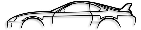 Decoratiune de perete Metal Toyota Supra Silhouette, Negru, 15x70 cm