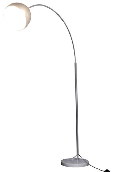 HOMCOM Lampa de podea in forma de arc de 205 cm cu abajur reglabil, baza rotunda din marmura, metal, 31x120x205 cm