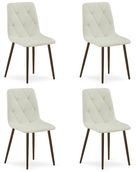 Set 4 Scaune Bucatarie/Dining Fido Picioare Finisaj Lemn Culoare Nuc , Textil Bej
