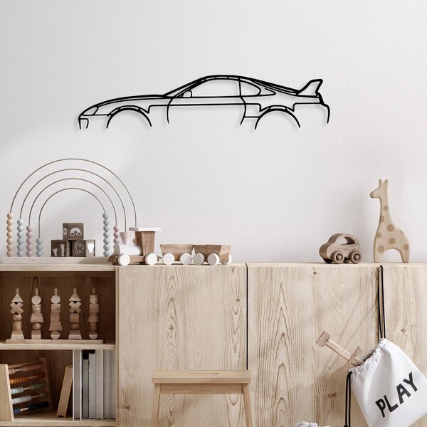 Decoratiune de perete Metal Toyota Supra Silhouette, Negru, 15x70 cm