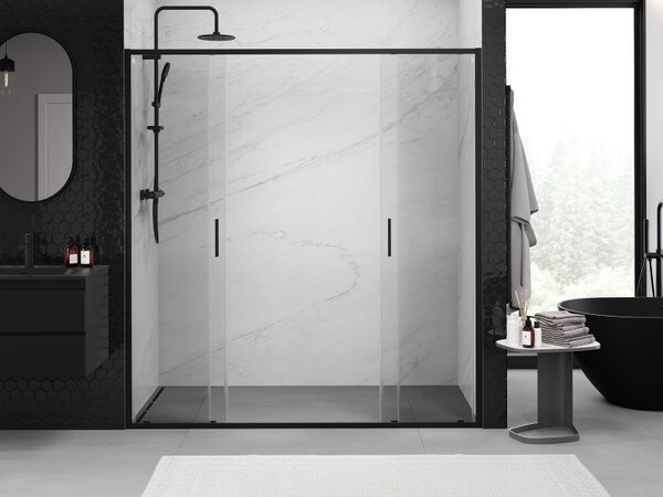 Mexen Exo, culisant cu 2 aripi 170x200 cm, sticlă transparentă de 6 mm, profil negru, 8152-170-000-70-00