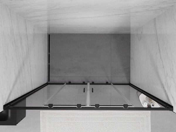 Mexen Exo, culisant cu 2 aripi 130x200 cm, sticlă transparentă de 6 mm, profil negru, 8152-130-000-70-00