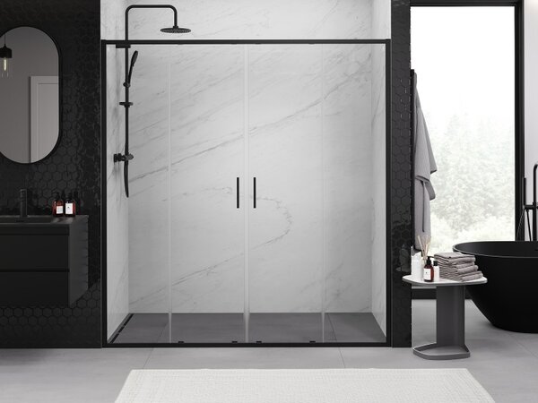 Mexen Exo, culisant cu 2 aripi 170x200 cm, sticlă transparentă de 6 mm, profil negru, 8152-170-000-70-00