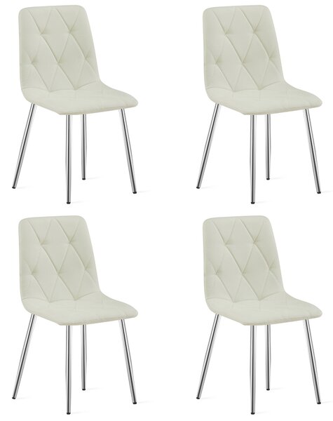 Set 4 Scaune Bucatarie/Dining Fido, Picioare Cromate,Textil Bej