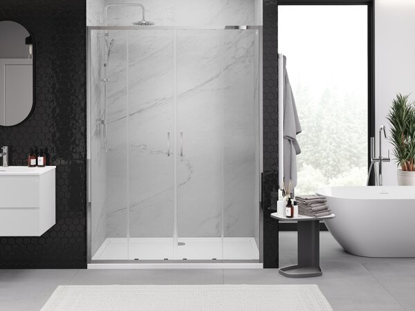 Mexen Exo, culisant cu 2 aripi 130x200 cm, sticlă transparentă de 6 mm, profil cromat, 8152-130-000-01-00