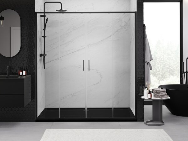 Mexen Exo, culisant cu 2 aripi 170x200 cm, sticlă transparentă de 6 mm, profil negru, 8152-170-000-70-00