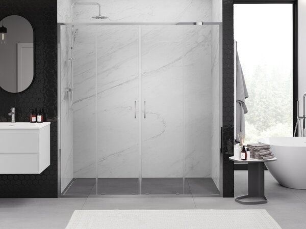 Mexen Exo, culisant cu 2 aripi 170x200 cm, sticla transparenta de 6 mm, profil cromat, 8152-170-000-01-00