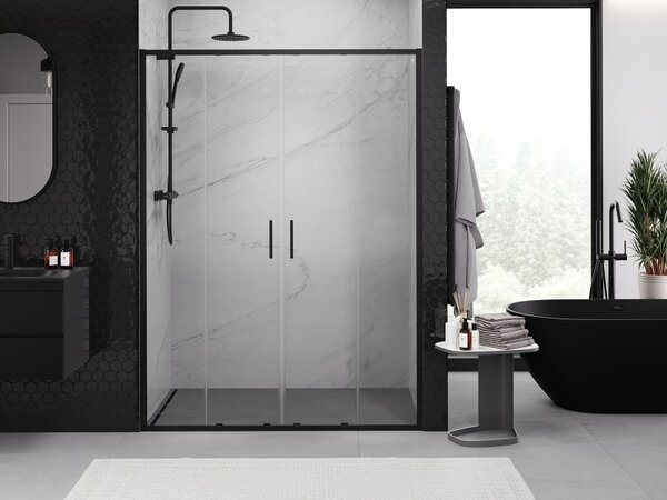 Mexen Exo, culisant cu 2 aripi 130x200 cm, sticlă transparentă de 6 mm, profil negru, 8152-130-000-70-00