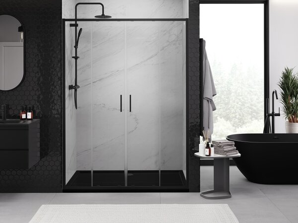 Mexen Exo, culisant cu 2 aripi 130x200 cm, sticlă transparentă de 6 mm, profil negru, 8152-130-000-70-00