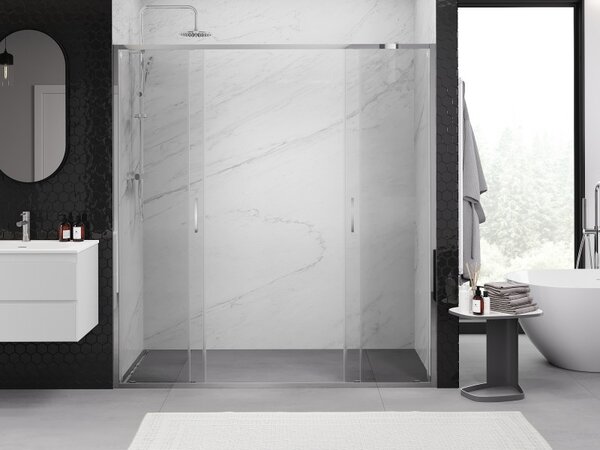 Mexen Exo, culisant cu 2 aripi 170x200 cm, sticla transparenta de 6 mm, profil cromat, 8152-170-000-01-00