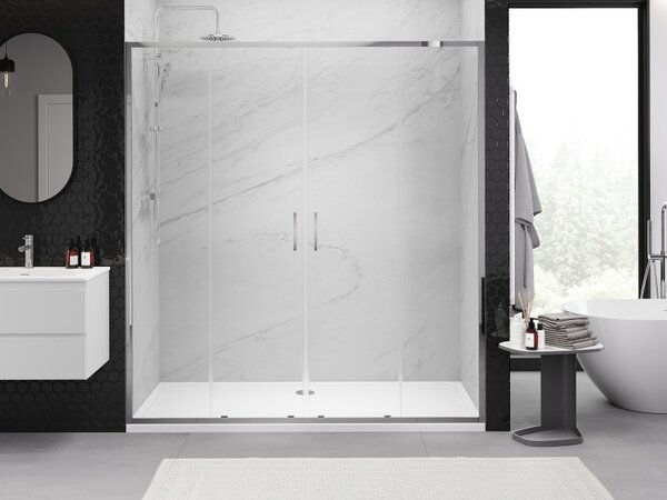 Mexen Exo, culisant cu 2 aripi 170x200 cm, sticla transparenta de 6 mm, profil cromat, 8152-170-000-01-00