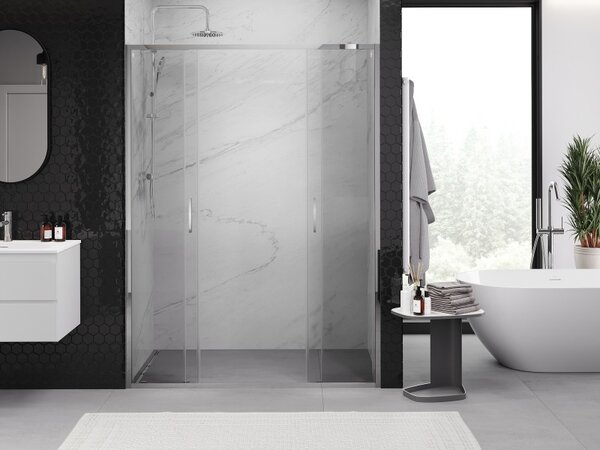 Mexen Exo, culisant cu 2 aripi 130x200 cm, sticlă transparentă de 6 mm, profil cromat, 8152-130-000-01-00