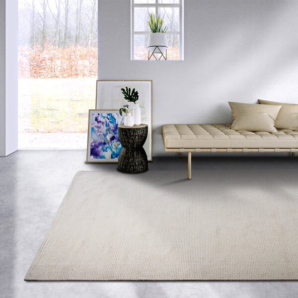 Covor crem țesut manual din amestesc de lână 120x170 cm Pradesh Natural White – Elle Decoration
