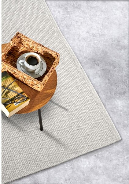 Covor crem țesut manual din amestesc de lână 120x170 cm Pradesh Natural White – Elle Decoration