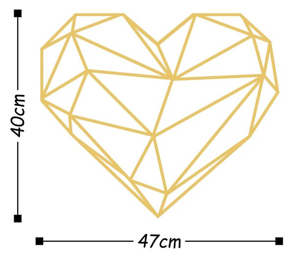 Decoratiune de perete Metal Heart Metal Decor - Gold, Aur, 40x47 cm