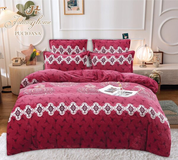 Set Lenjerie De Pat Cocolino 6 Piese Pat 2 Persoane - Rosu