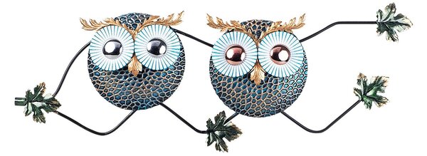 Decoratiune de perete Metal Owl 3, Multicolor, 28x77 cm
