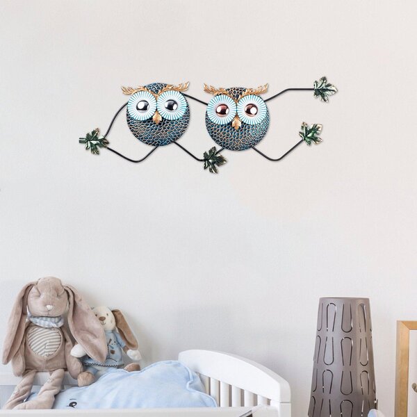 Decoratiune de perete Metal Owl 3, Multicolor, 28x77 cm