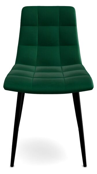 Scaun tapitat MILA, verde/negru, stofa catifelata/metal, 45x41x86 cm
