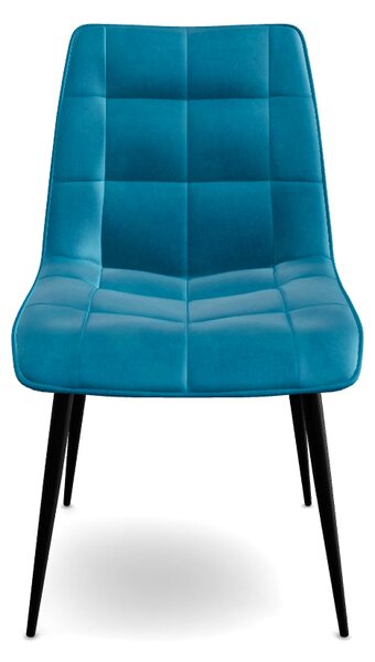 Scaun CHIC, turcoaz/negru, stofa catifelata/metal, 50x58x88 cm